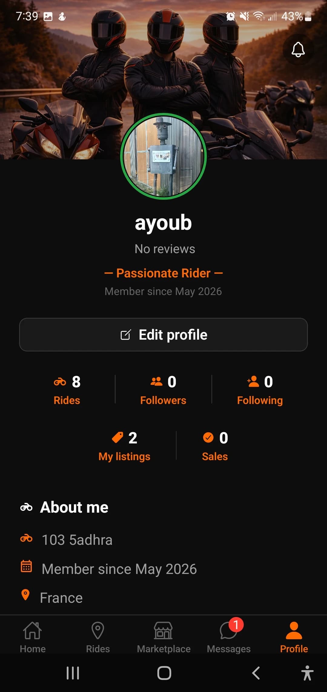Rider profile